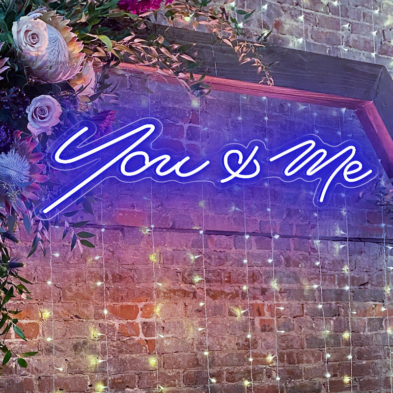 Blue You & Me Neon Sign Wedding Decor