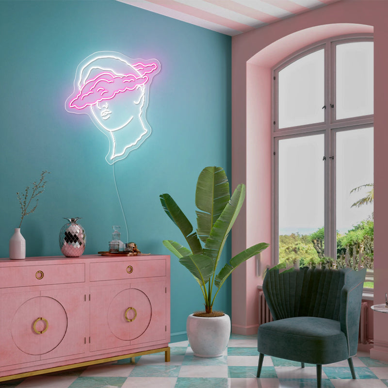 Bust Art Sign In Pink For Living Room