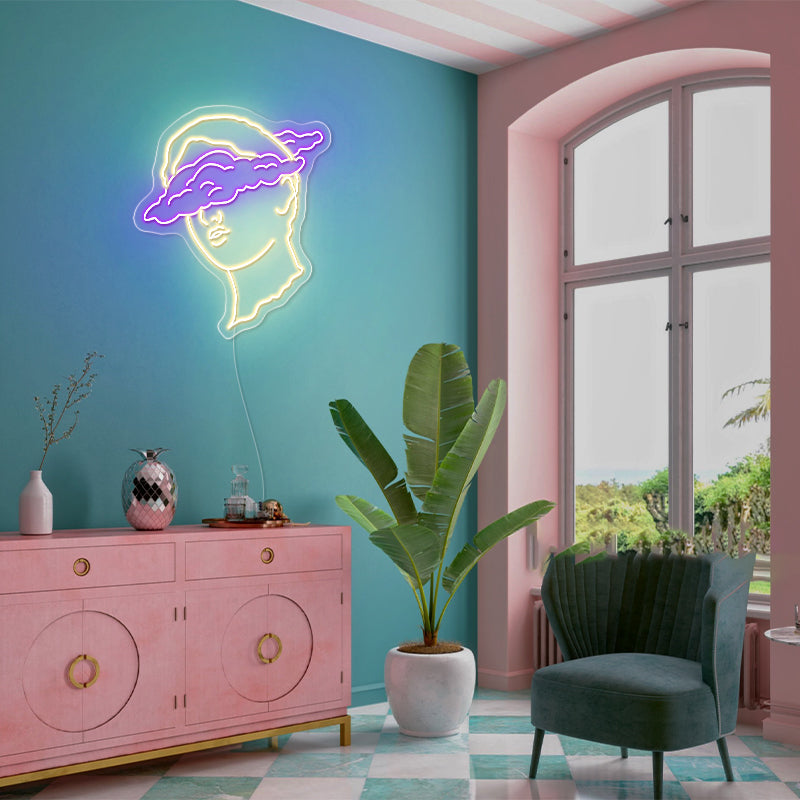 Bust Art Sign In Purple For Living Room