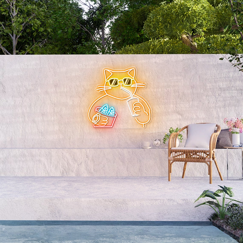 Chilling Cat Neon Sign For Home Decor