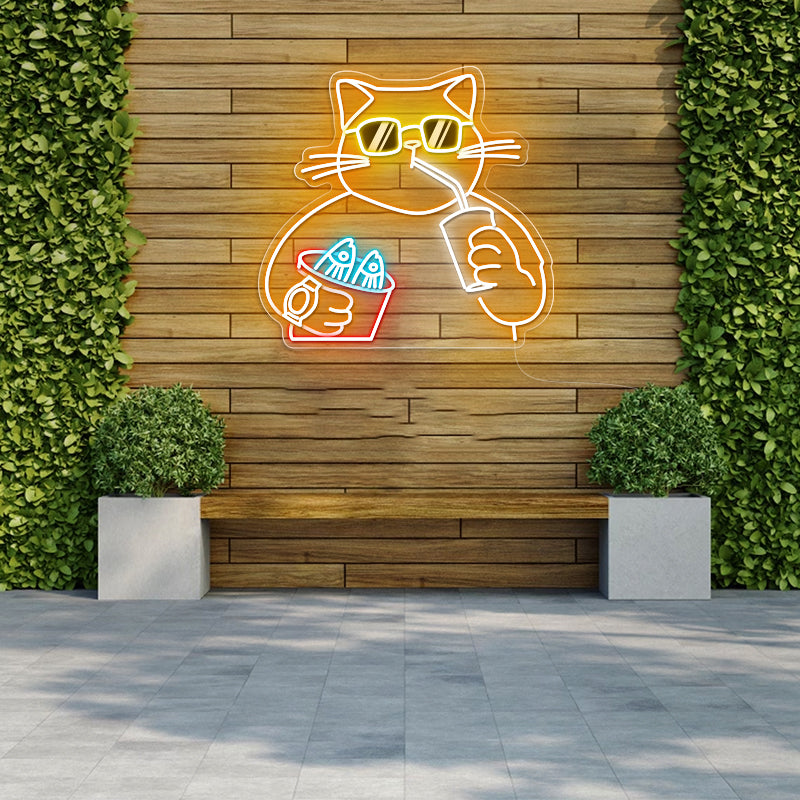 Chilling Cat Neon Sign For Home Decor