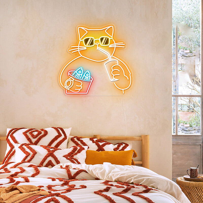 Chilling Cat Neon Sign For Home Decor