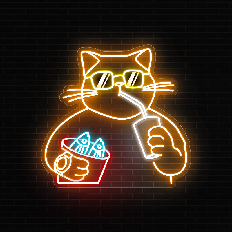 Chilling Cat Neon Sign For Home Decor