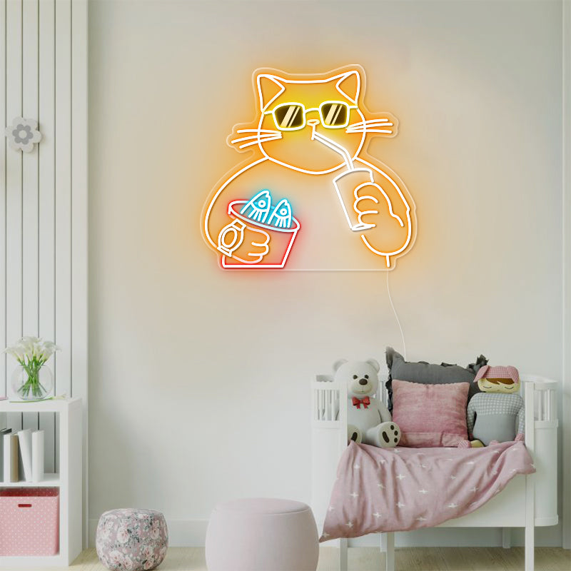Chilling Cat Neon Sign For Home Decor