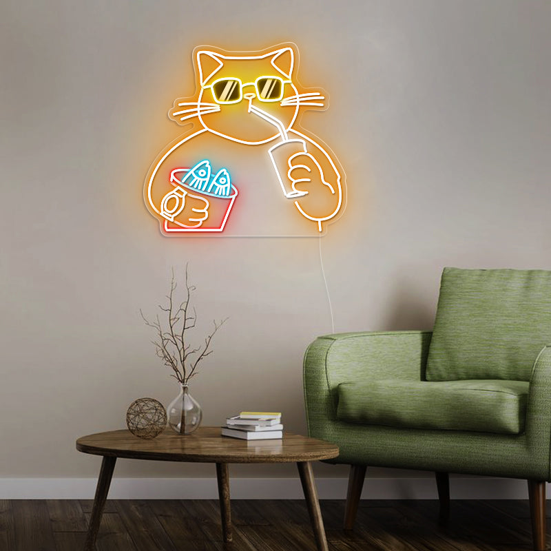 Chilling Cat Neon Sign For Home Decor