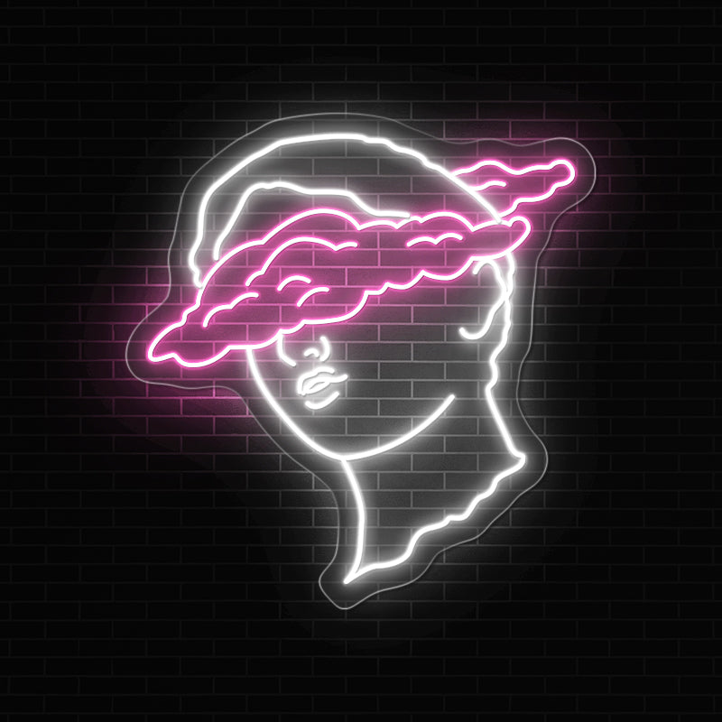 Clouded Bust Art Neon Sign In Pink