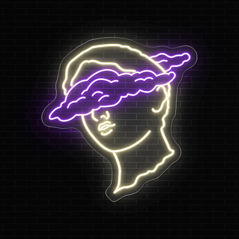 Clouded Bust Art Neon Sign In Purple