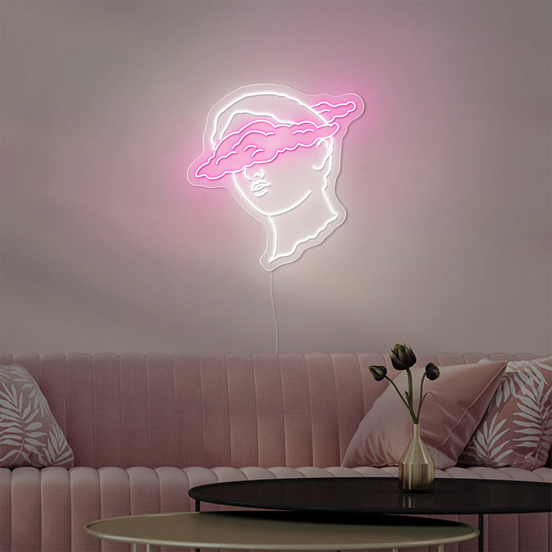 Clouded Bust Art Sign In Pink For Room