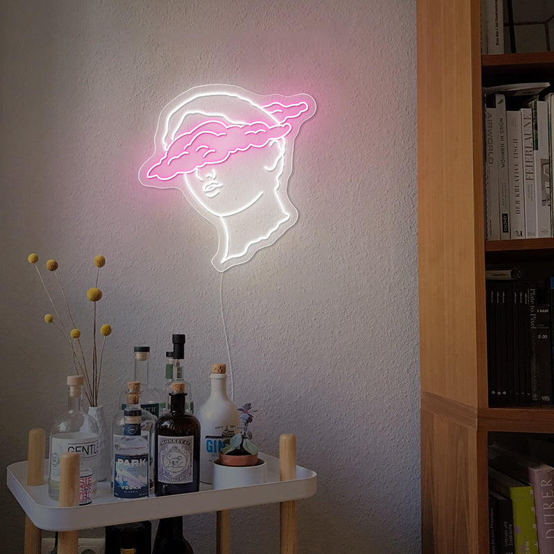 Clouded Bust Art Sign In Pink For Wall