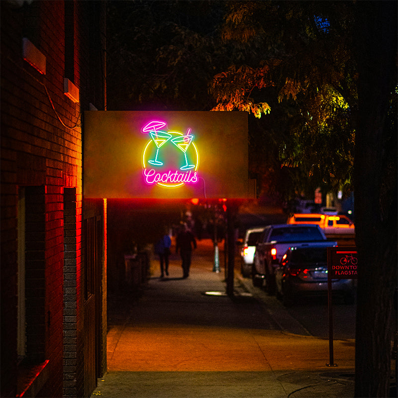 Retro Cocktails Neon Bar Sign