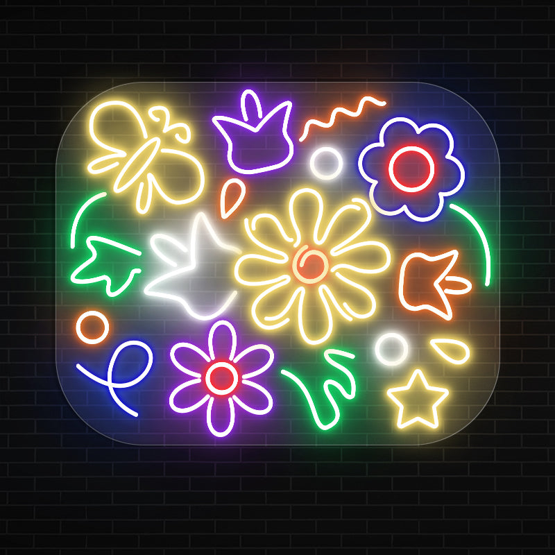 Colorful Flowers Neon Signs For Bedroom