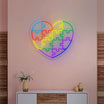 Colorful Puzzle Heart Neon Sign For Home