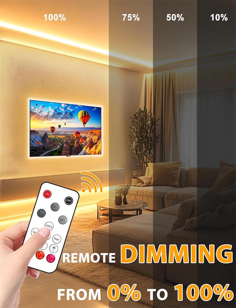 5M Warm White COB LED Strip Light Set