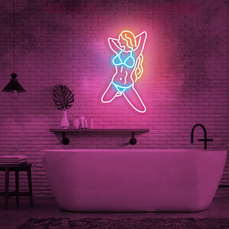 Female Body Neon Sign for bathroom