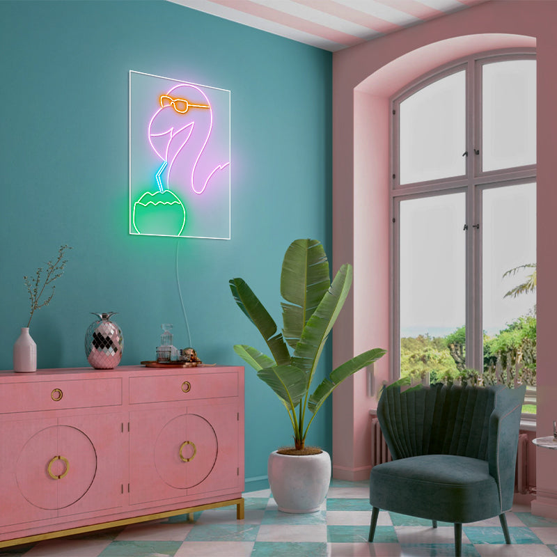 Add an art aesthetic with this Flamingo Neon Sign for wall art