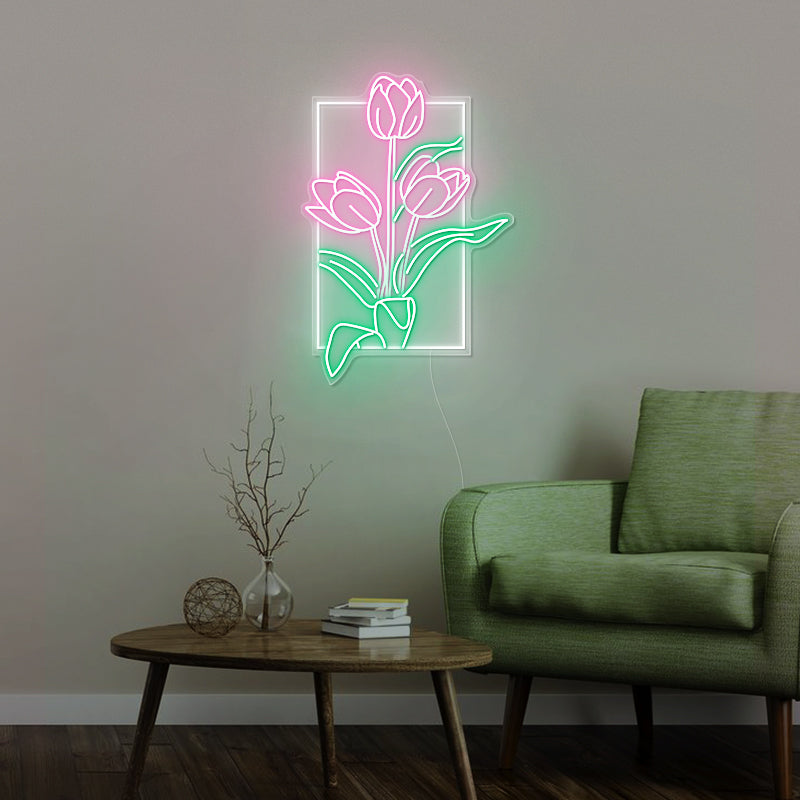 flower neon sign for living room