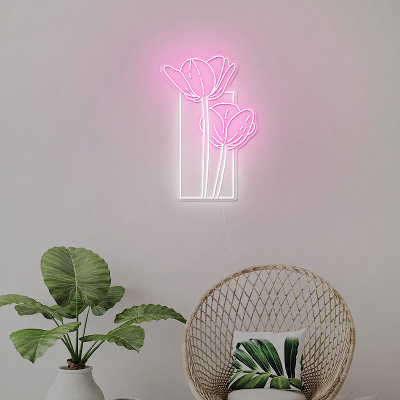 Flowers Neon Sign In Pink For Wall Art