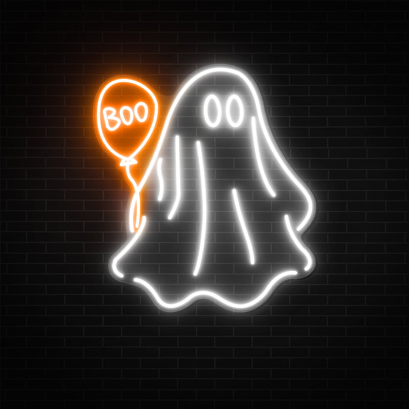 Ghost With Balloon Neon Sign For Kids