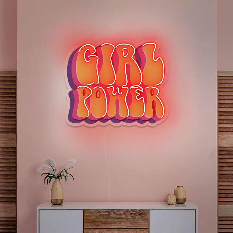 Girl Power UV-Printed Neon Sign For Bedroom