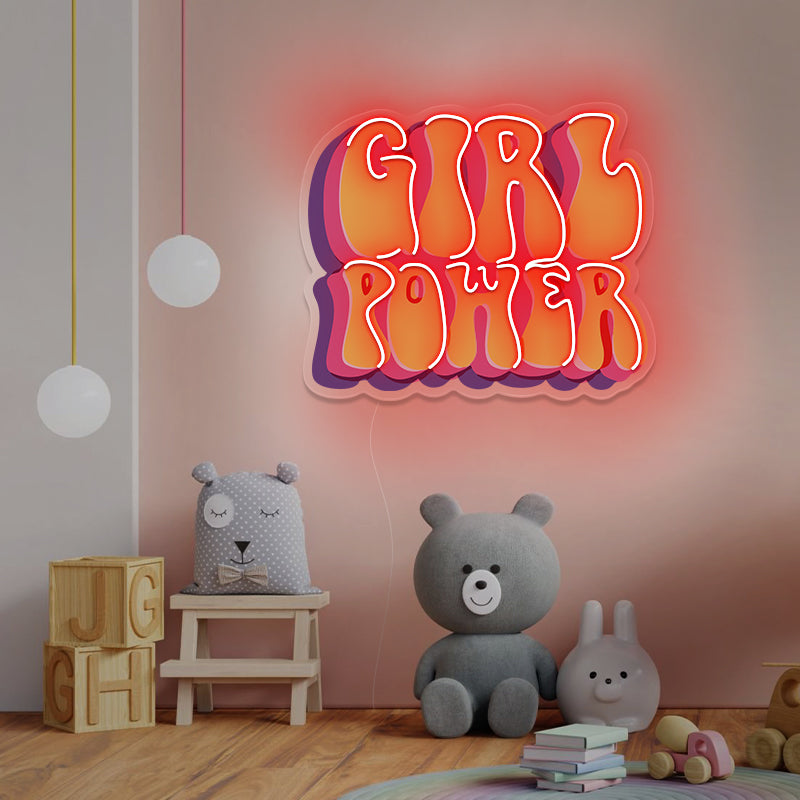 Girl Power UV-Printed Neon Sign For Bedroom