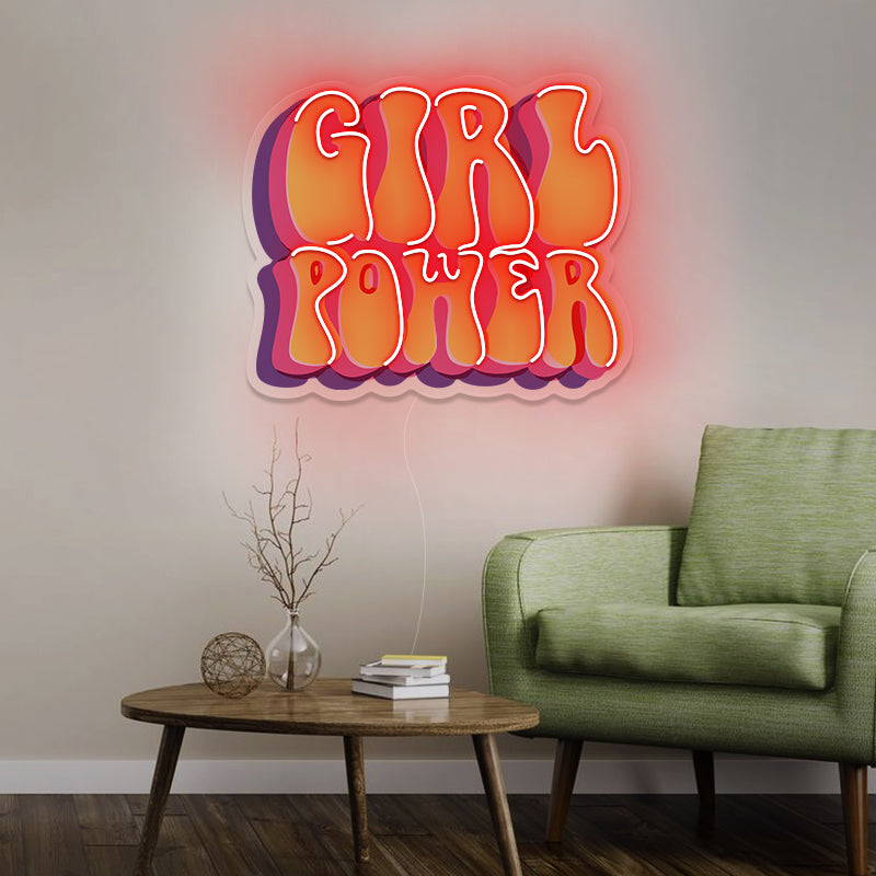 Girl Power UV-Printed Neon Sign For Bedroom