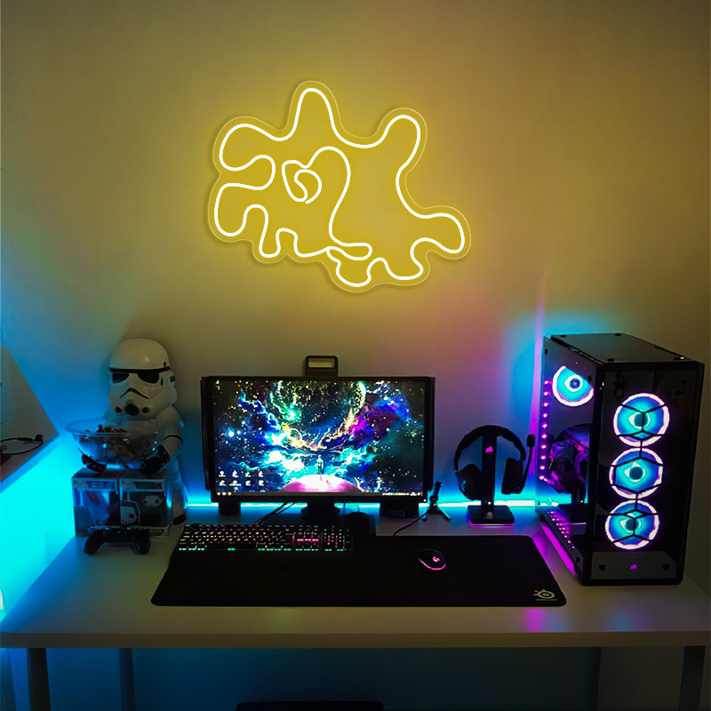 Neon Squiggle Light Sign For Man Cave