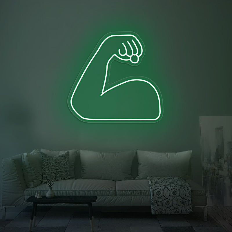green strong emoji neon