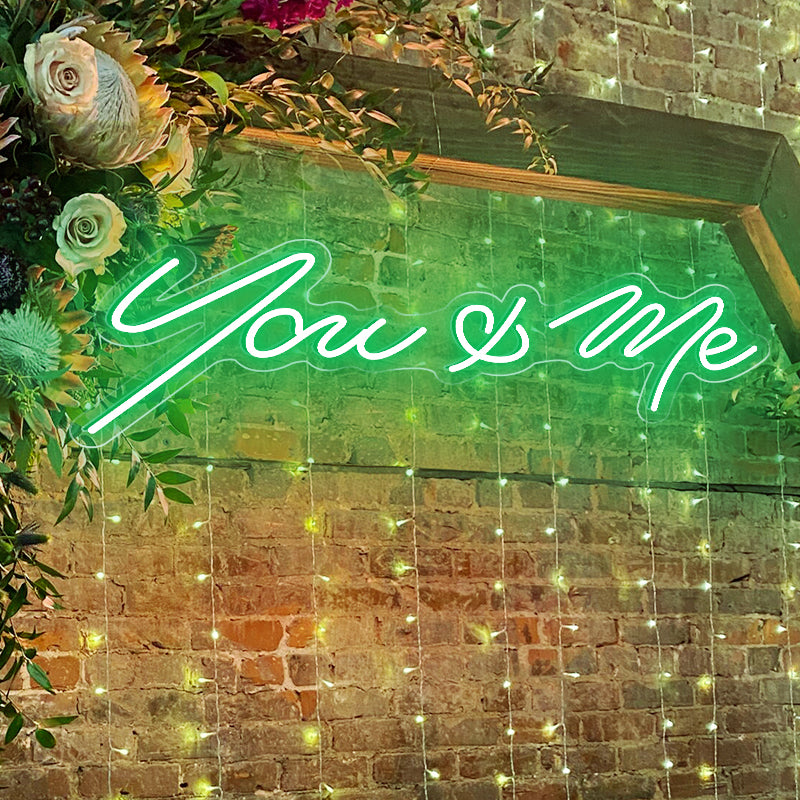 Green You & Me Neon Sign Wedding Decor