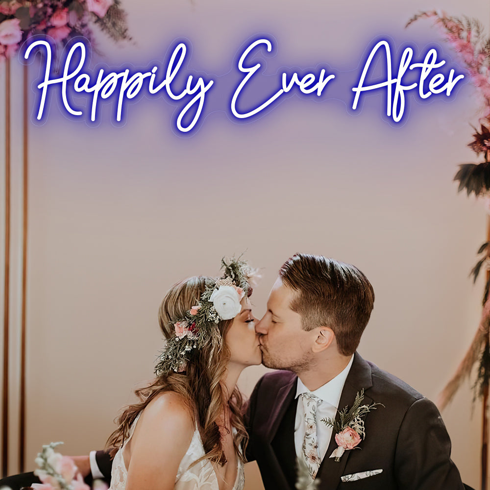 Blue Happily Ever After Neon Sign