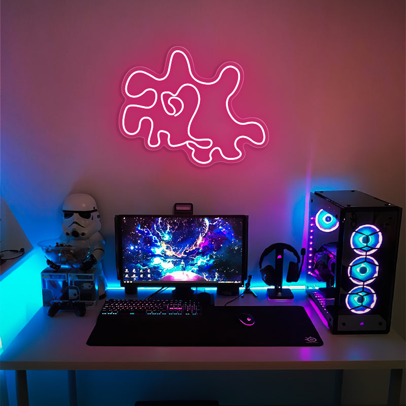 Neon Squiggle Light Sign For Man Cave