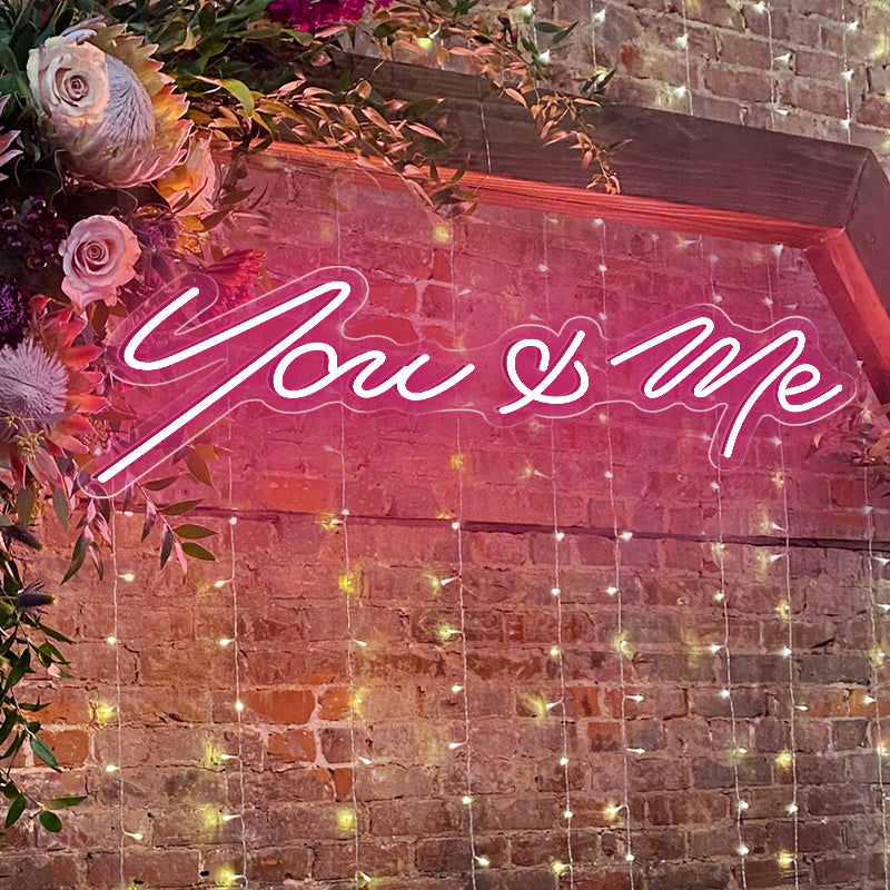 Hot Pink You & Me Neon Sign Wedding Decor