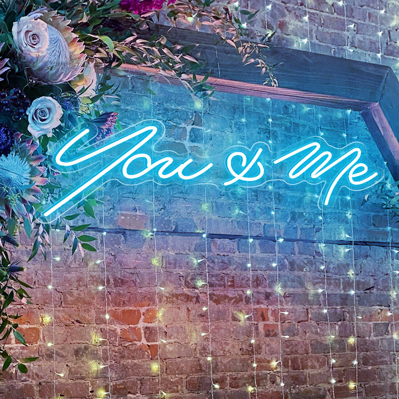 Ice Blue You & Me Neon Sign Wedding Decor