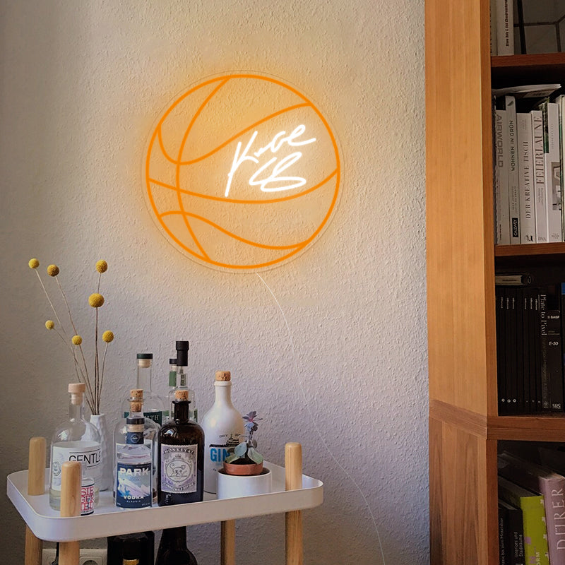 Kobe Bryant Signed Basketball Neon Sign