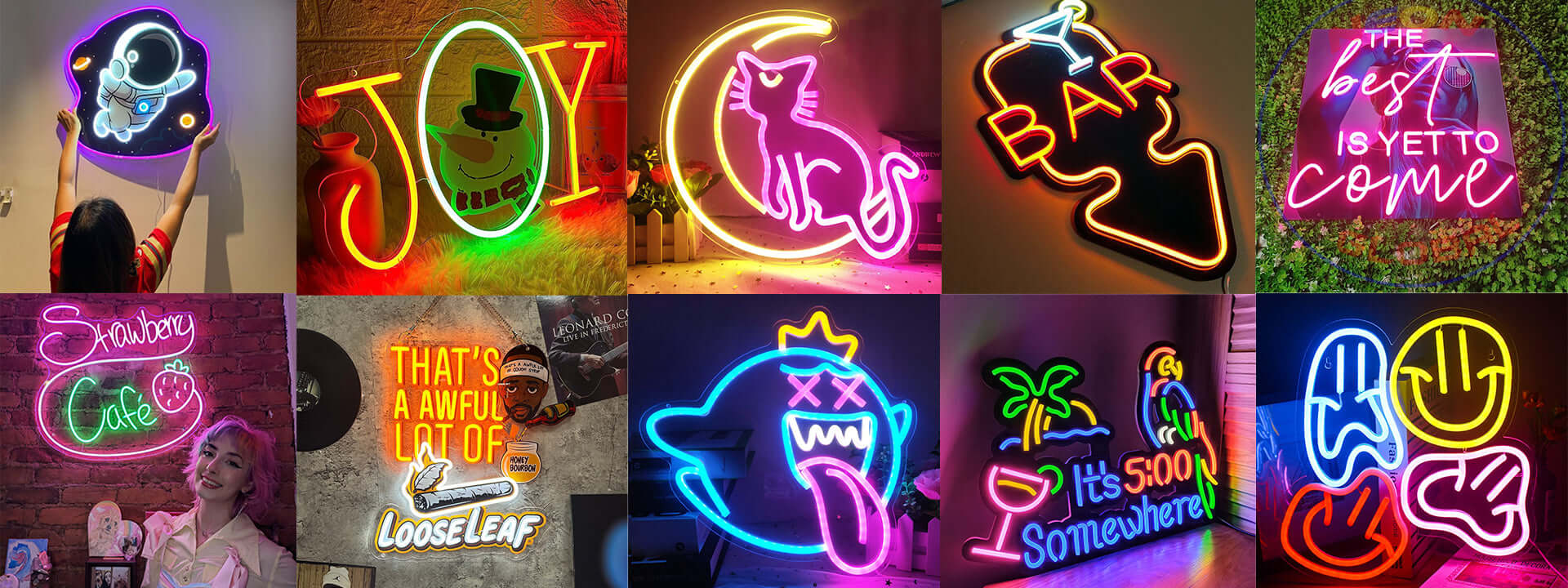 Customers' creative neon signs for their spaces