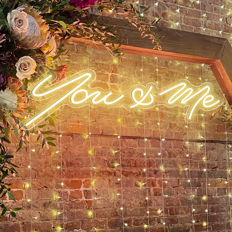 Lemon Yellow You & Me Neon Sign Wedding Decor