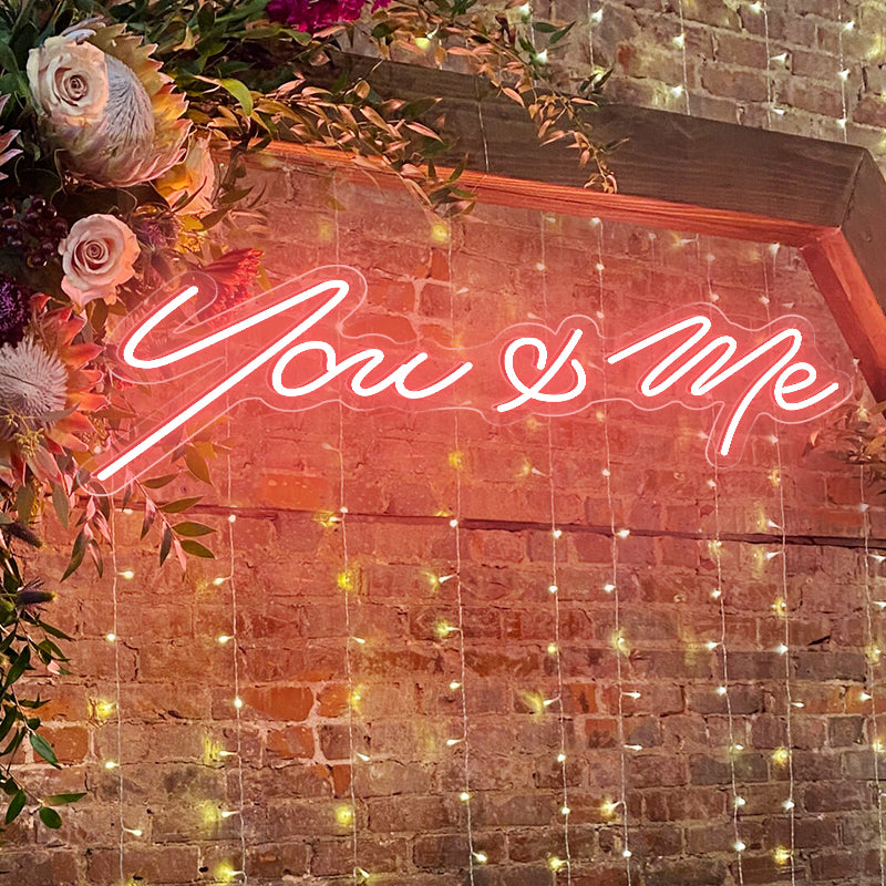 Light Red You & Me Neon Sign Wedding Decor
