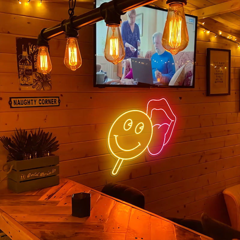 Lips Lollipop Artwork Neon Sign