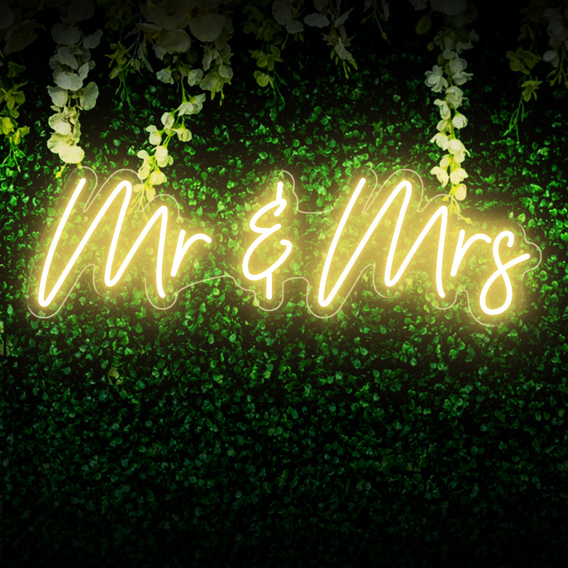 Lemon Yellow Mr & Mrs Neon Wedding Sign