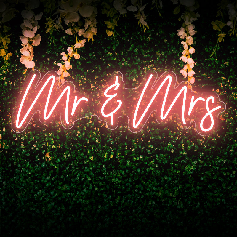 Light Red Mr & Mrs Neon Wedding Sign