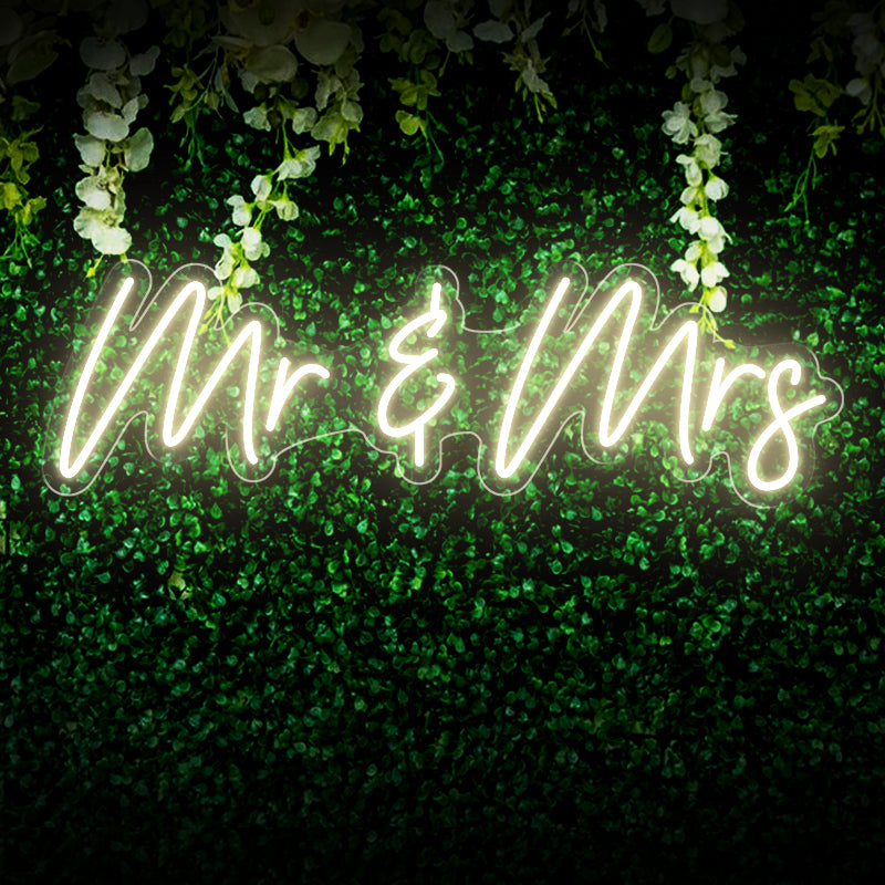 Warm White Mr & Mrs Neon Wedding Sign