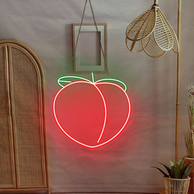 Peach Neon Sign For fruit lovers