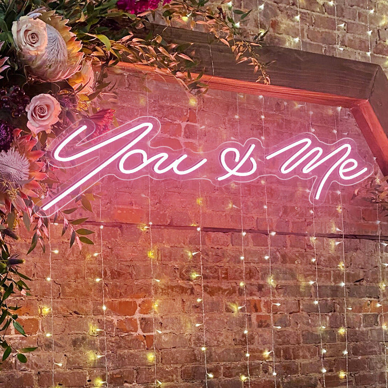 Pink You & Me Neon Sign Wedding Decor