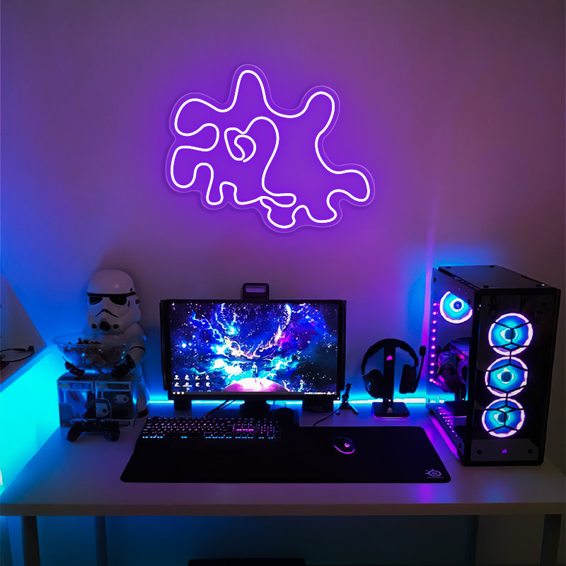 Neon Squiggle Light Sign For Man Cave