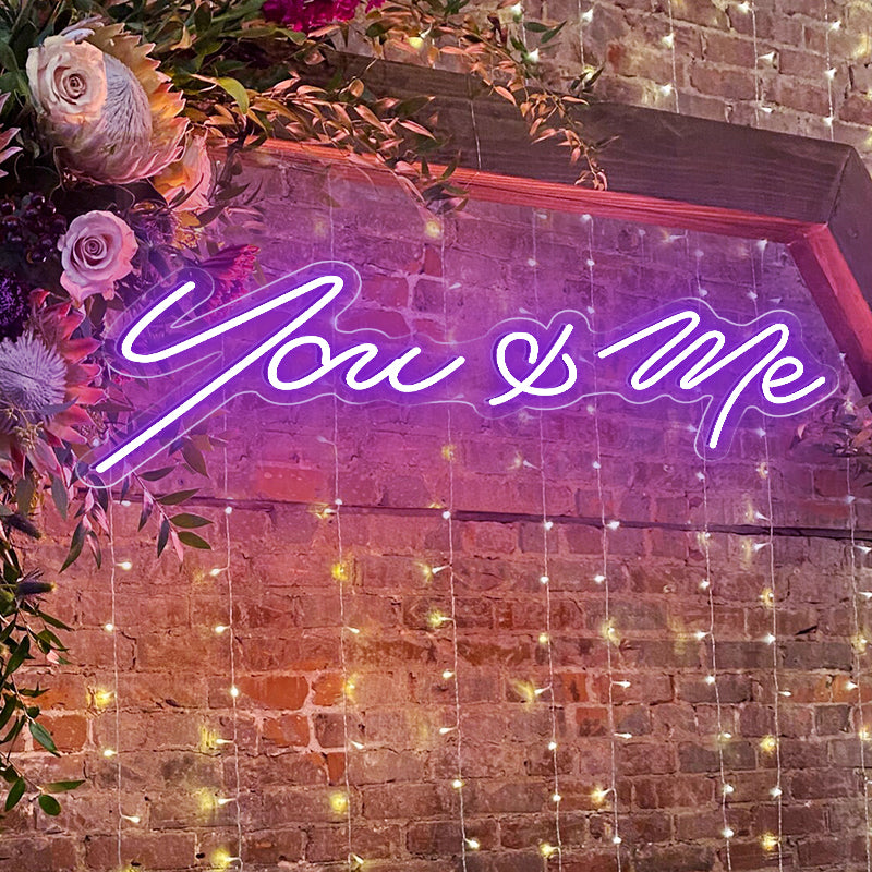 Purple You & Me Neon Sign Wedding Decor