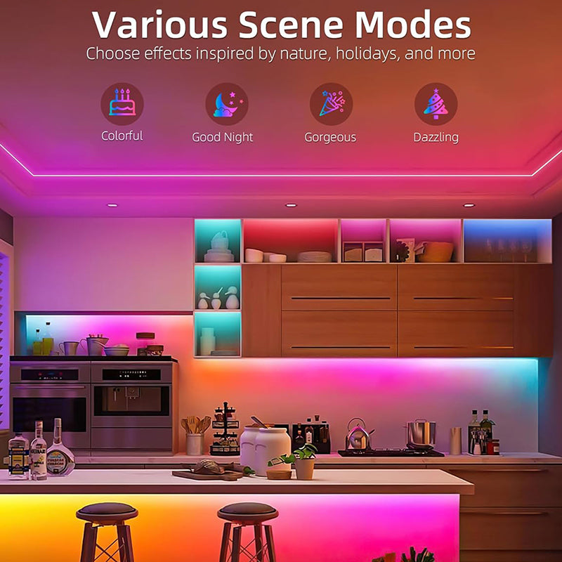 RGB dimmable LED strip lights for any occasions.
