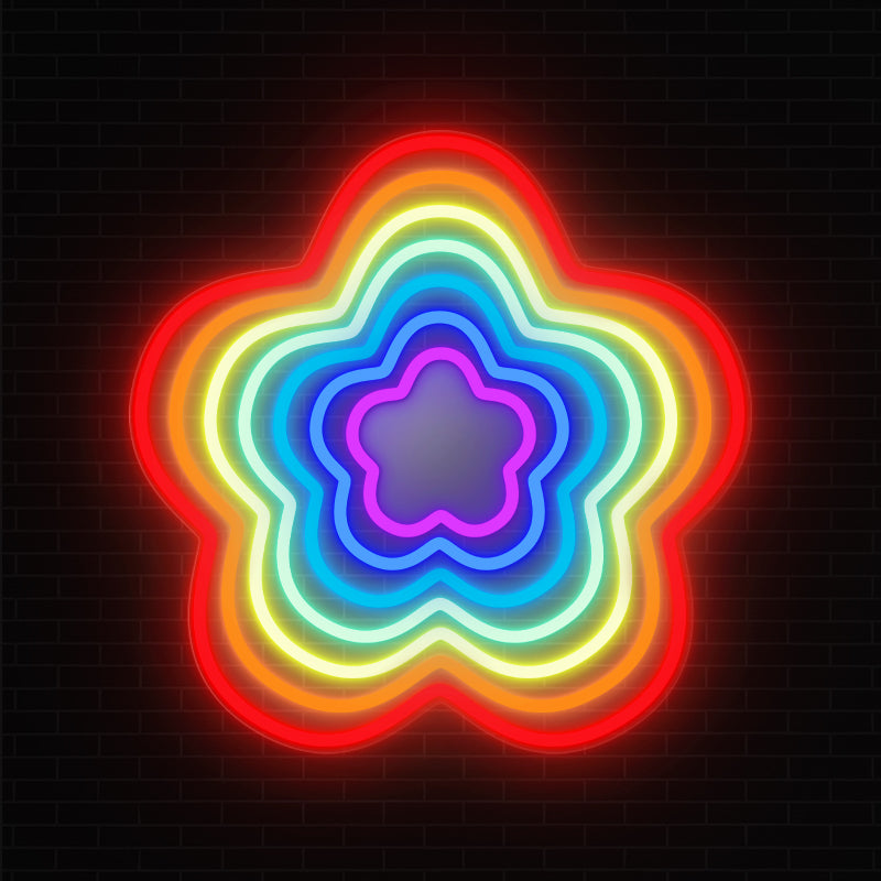Rainbow Flower Neon Sign For Room