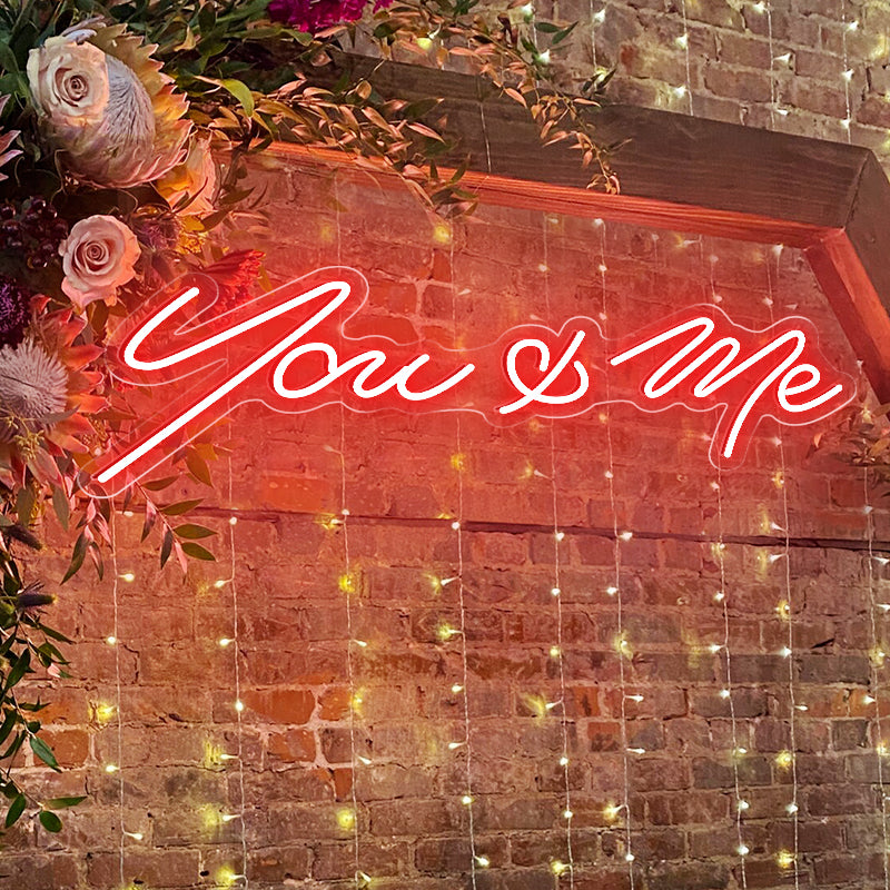 Red You & Me Neon Sign Wedding Decor
