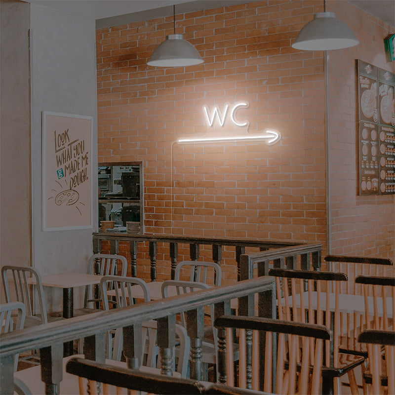 WC Neon Sign With Arrow For Business