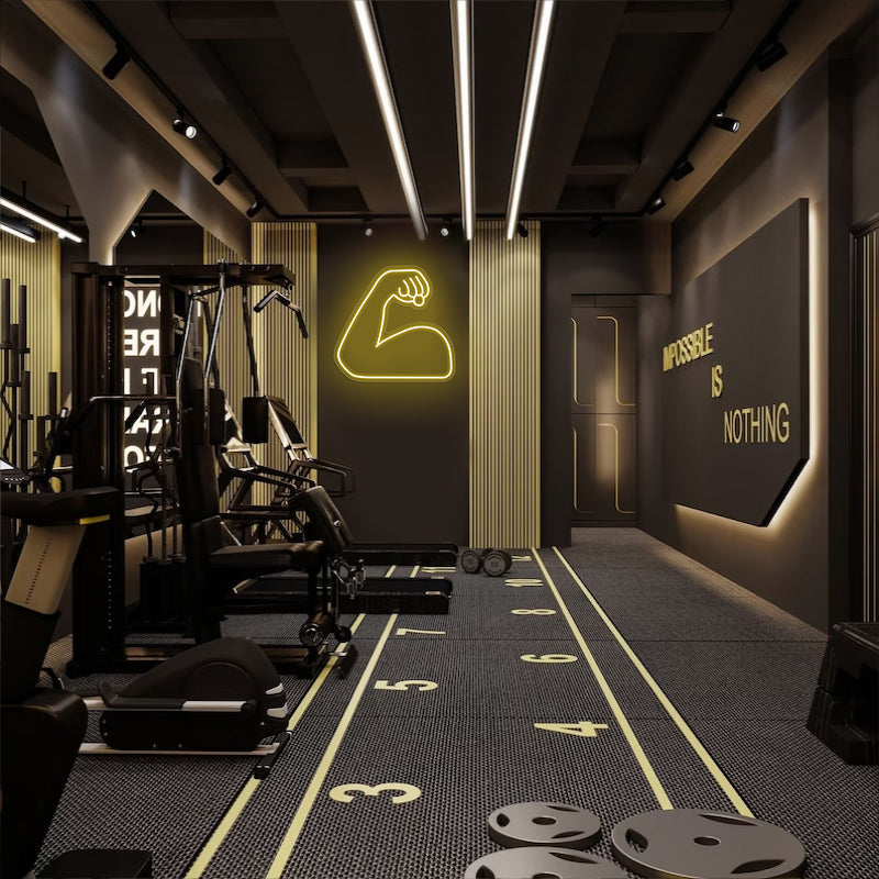 strong emoji neon sign for gym