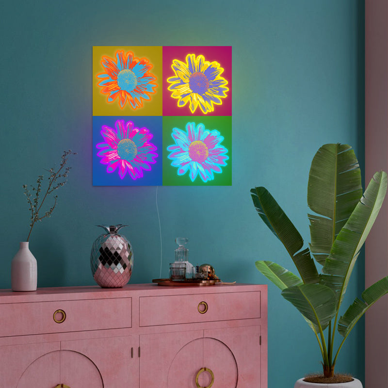Pop Art Sunflowers Neon Sign For Wall Art